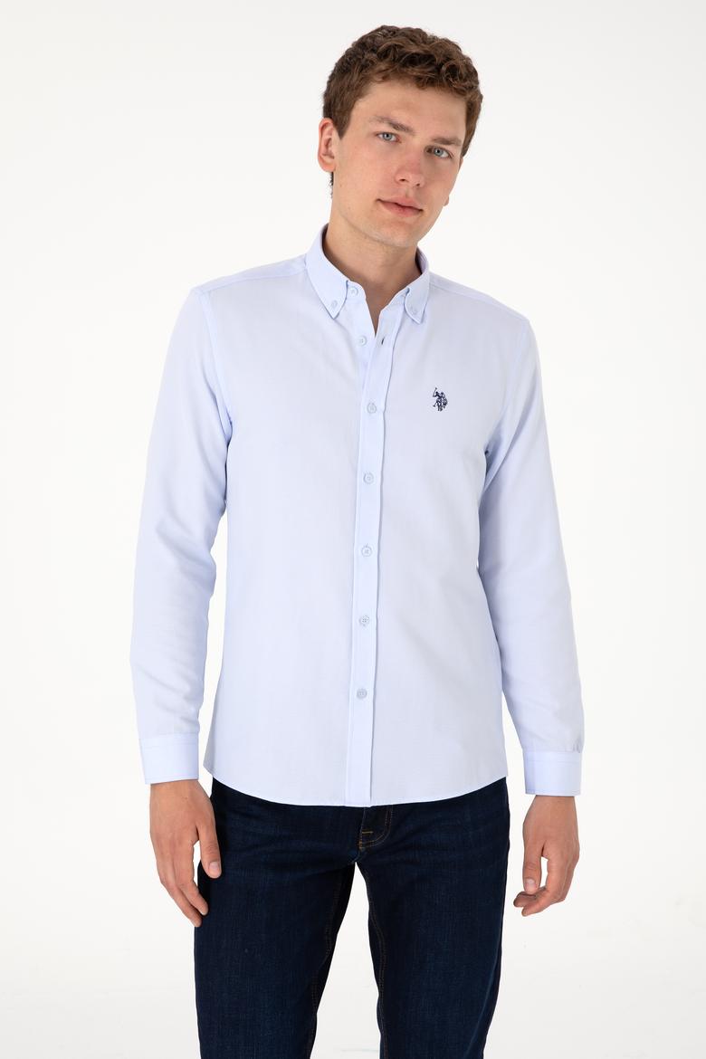 Erkek Açık Mavi Uzun Kollu Basic Gömlek - 50306338034
