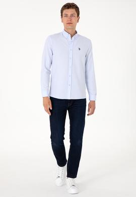 Erkek Açık Mavi Uzun Kollu Basic Gömlek - 50306338034