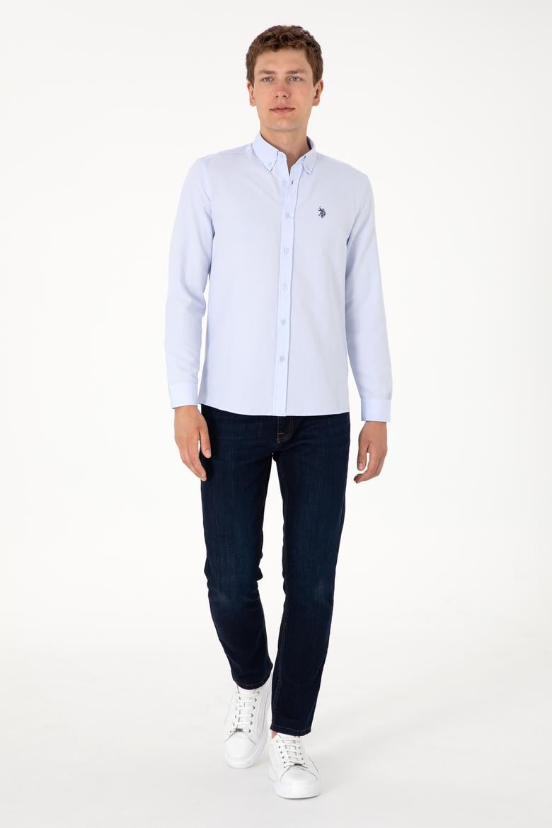 Erkek Açık Mavi Uzun Kollu Basic Gömlek - 50306338034