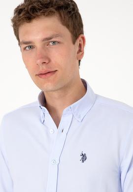 Erkek Açık Mavi Uzun Kollu Basic Gömlek - 50306338034