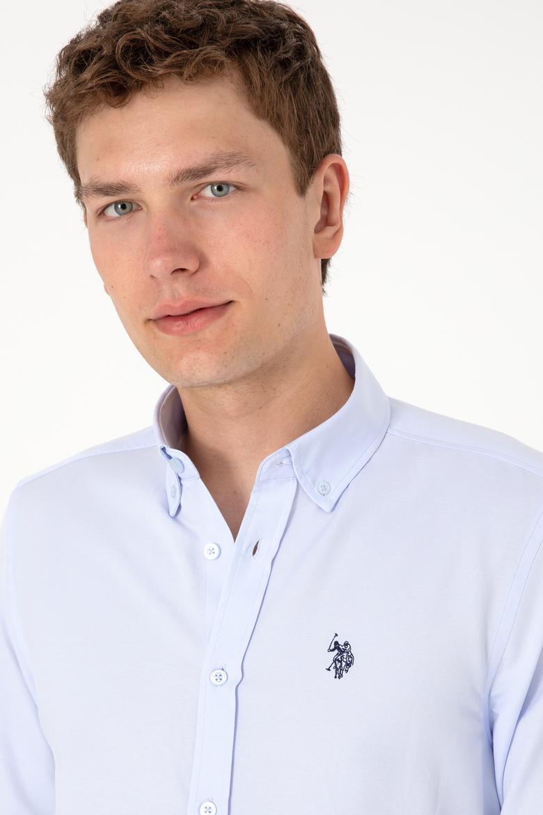 Erkek Açık Mavi Uzun Kollu Basic Gömlek - 50306338034