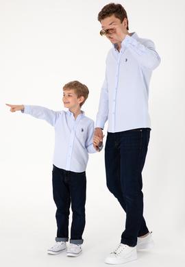 Erkek Açık Mavi Uzun Kollu Basic Gömlek - 50306338034