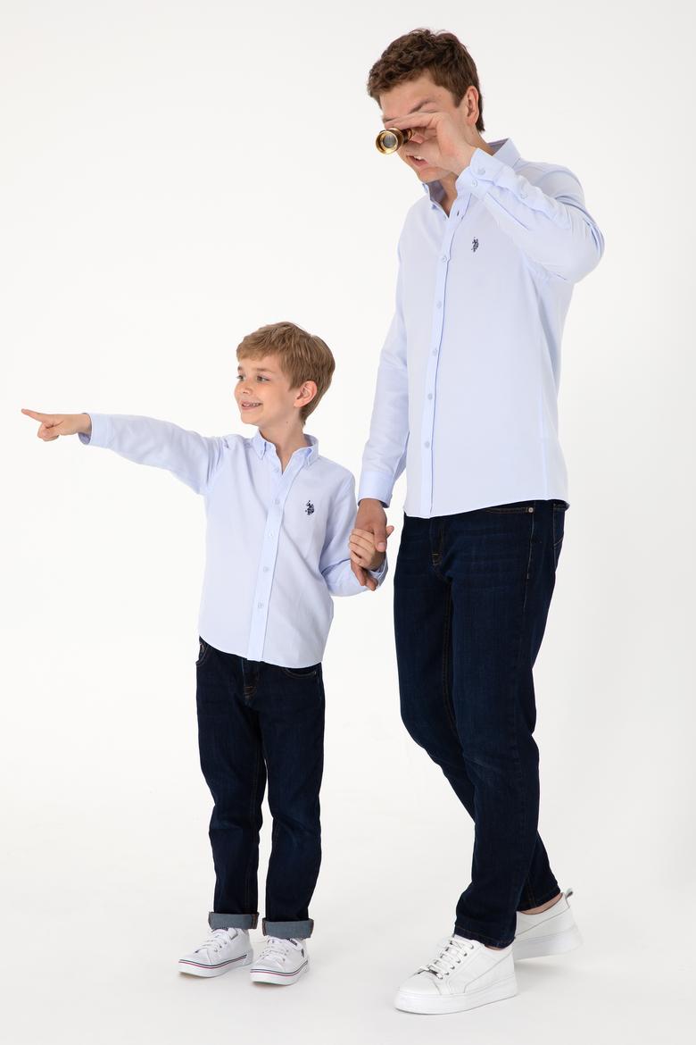 Erkek Açık Mavi Uzun Kollu Basic Gömlek - 50306338034