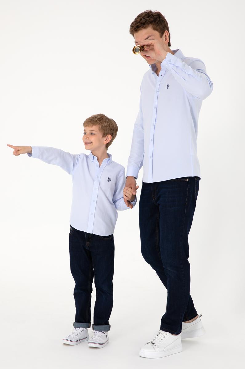 Erkek Açık Mavi Uzun Kollu Basic Gömlek