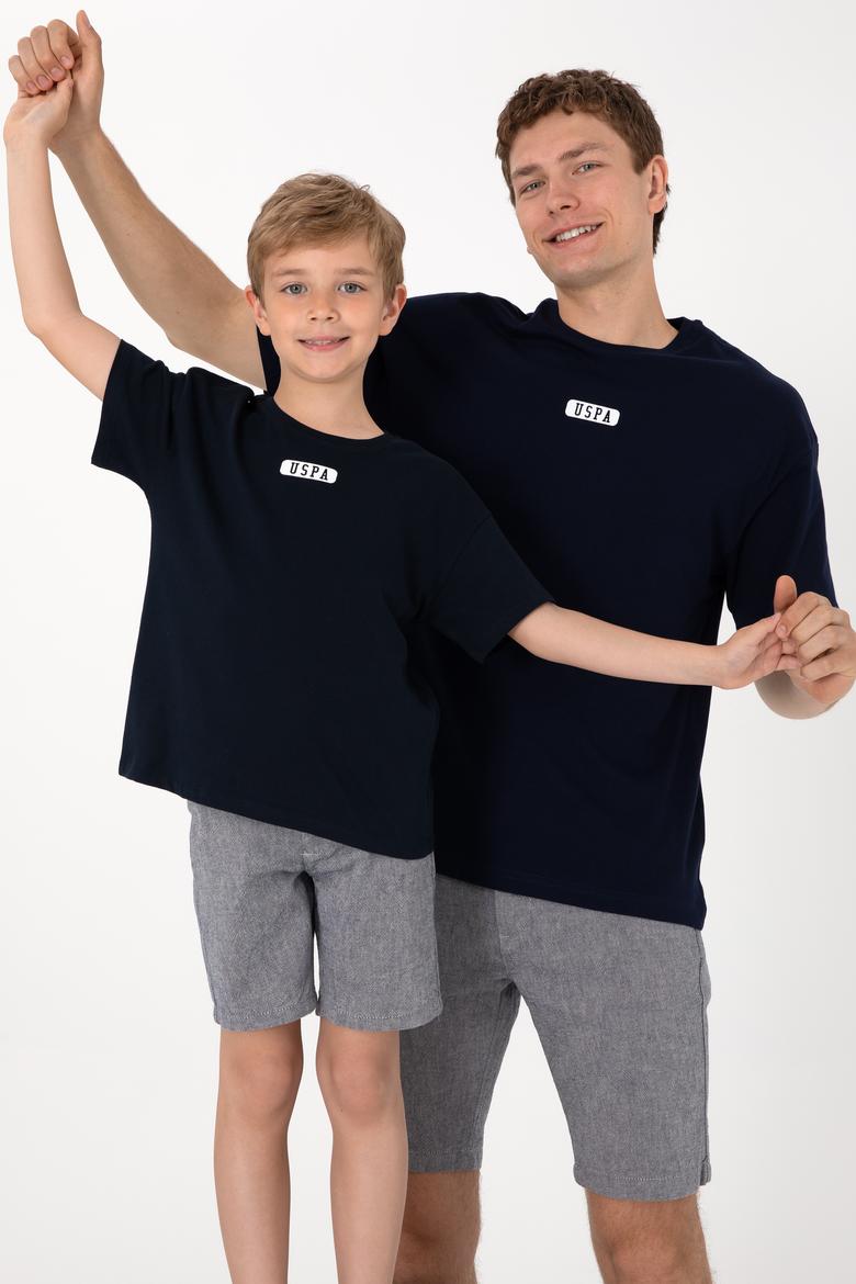 Erkek Oversize Fit Bisiklet Yaka Lacivert Tişört - 50305923007