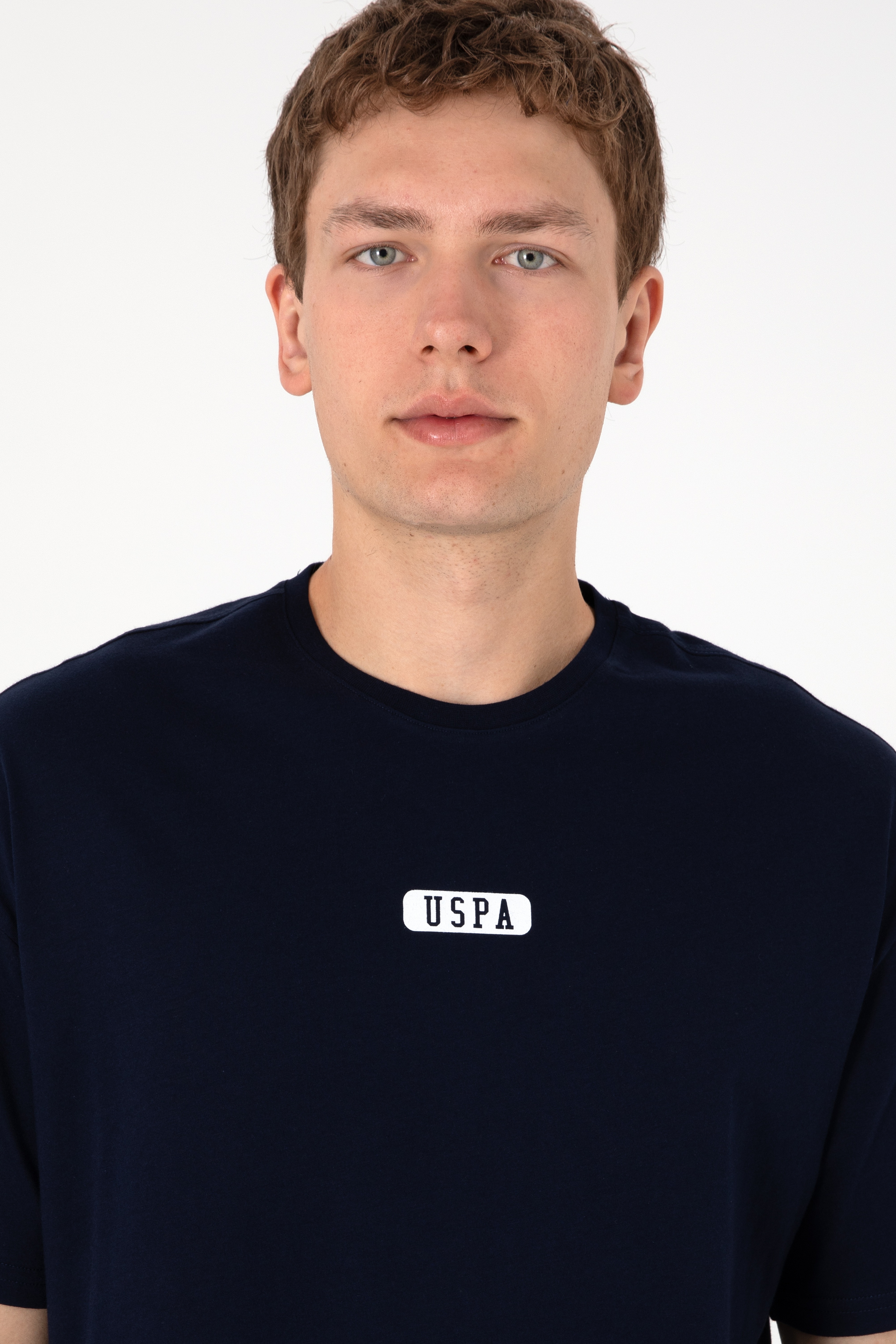 Erkek Oversize Fit Bisiklet Yaka Lacivert Tişört - Image 4