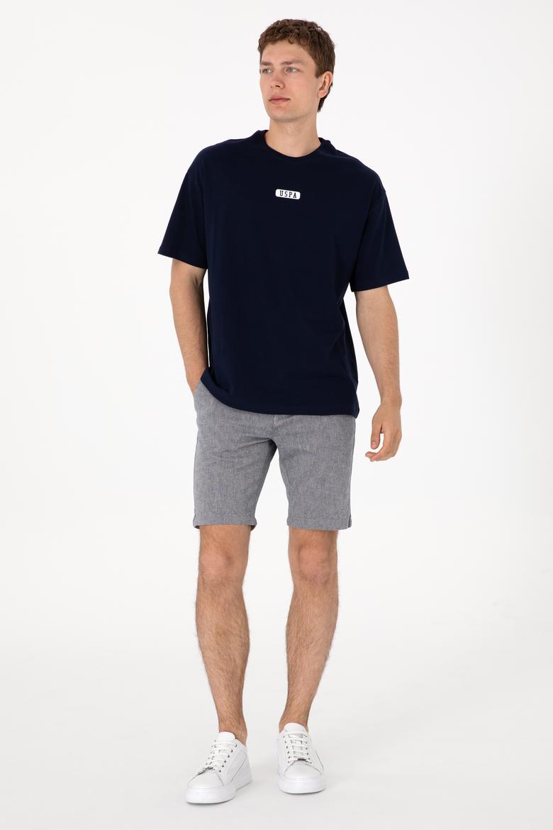 Erkek Oversize Fit Bisiklet Yaka Lacivert Tişört - 50305923007