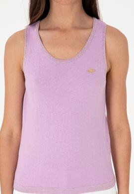 Kadın Lila Bisiklet Yaka Triko Tişört - 50306480005