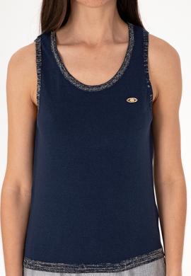 Kadın Lacivert Bisiklet Yaka Triko Tişört - 50306480011