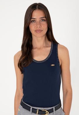 Kadın Lacivert Bisiklet Yaka Triko Tişört - 50306480011