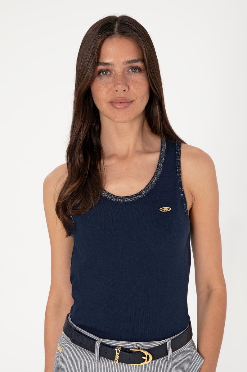 Kadın Lacivert Bisiklet Yaka Triko Tişört