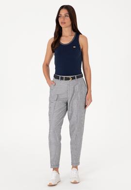 Kadın Lacivert Bisiklet Yaka Triko Tişört - 50306480011