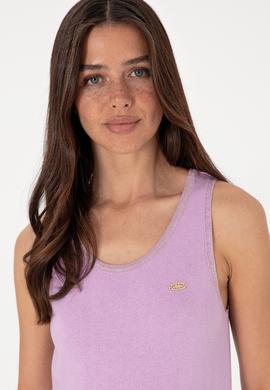 Kadın Lila Bisiklet Yaka Triko Tişört - 50306480005