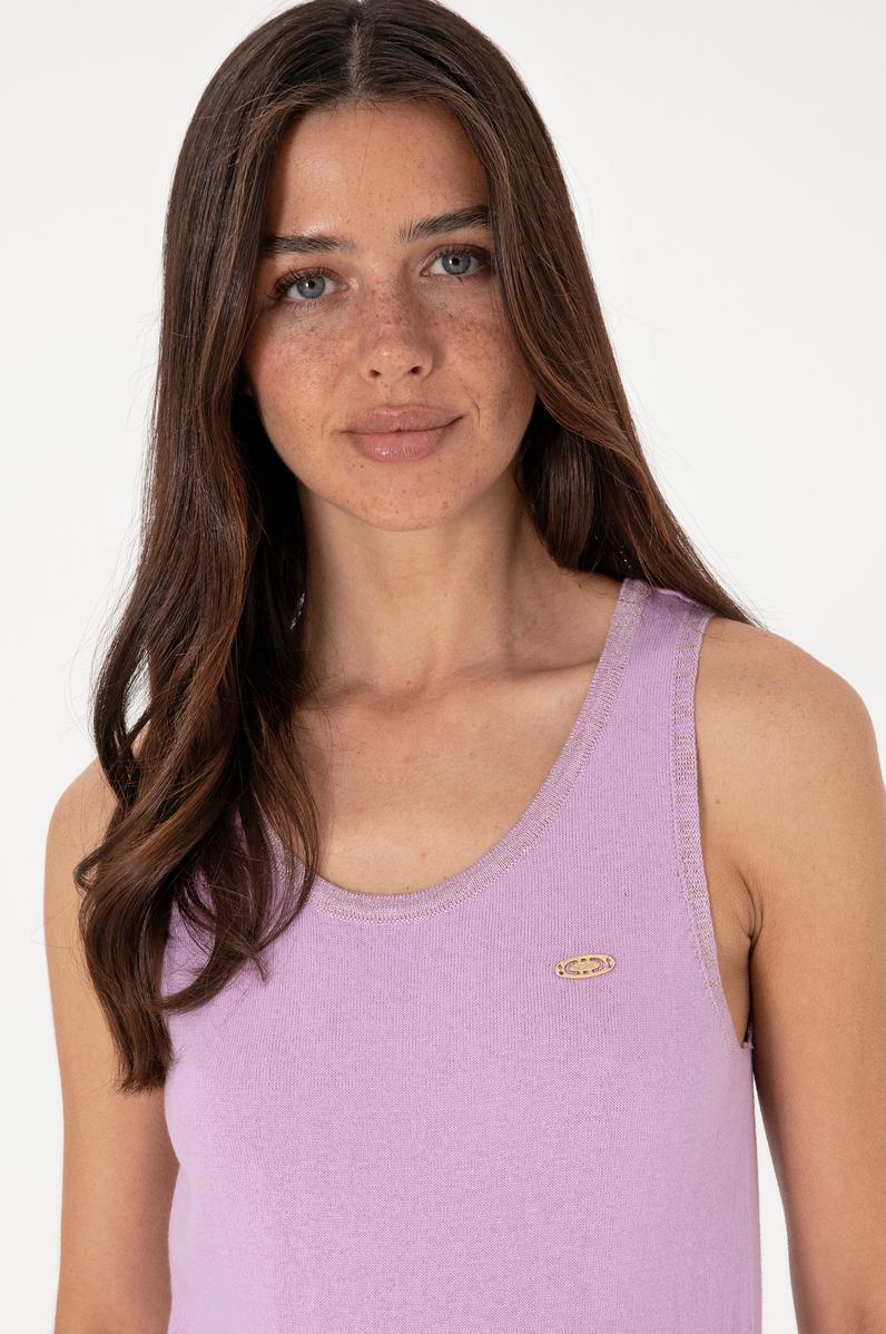 Kadın Lila Bisiklet Yaka Triko Tişört