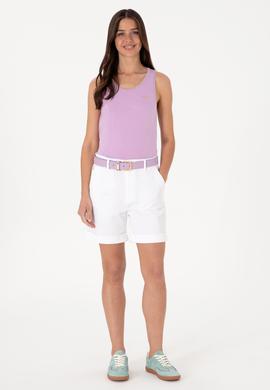 Kadın Lila Bisiklet Yaka Triko Tişört - 50306480005