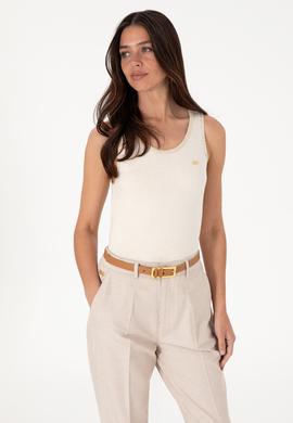 Kadın Krem Bisiklet Yaka Triko Tişört - 50306480019