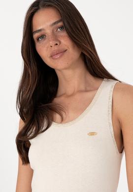 Kadın Krem Bisiklet Yaka Triko Tişört - 50306480019