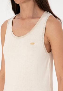 Kadın Krem Bisiklet Yaka Triko Tişört - 50306480019