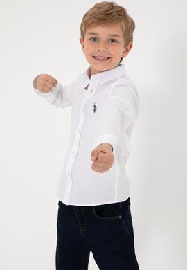 Erkek Çocuk Beyaz Uzun Kollu Basic Gömlek - 50306584002