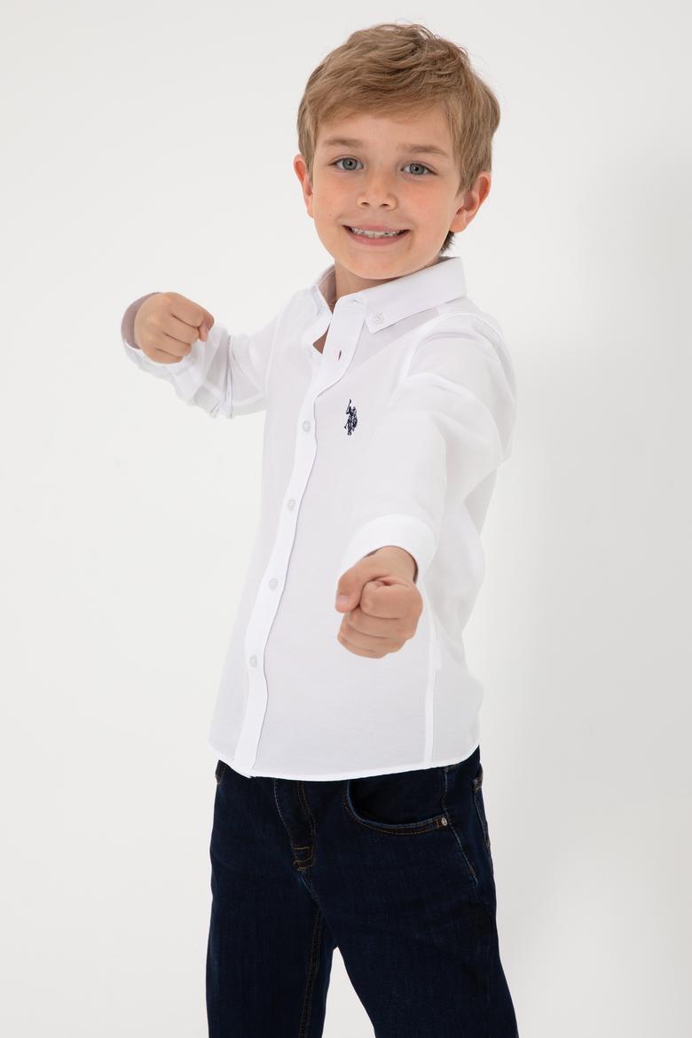 Erkek Çocuk Beyaz Uzun Kollu Basic Gömlek - 50306584002