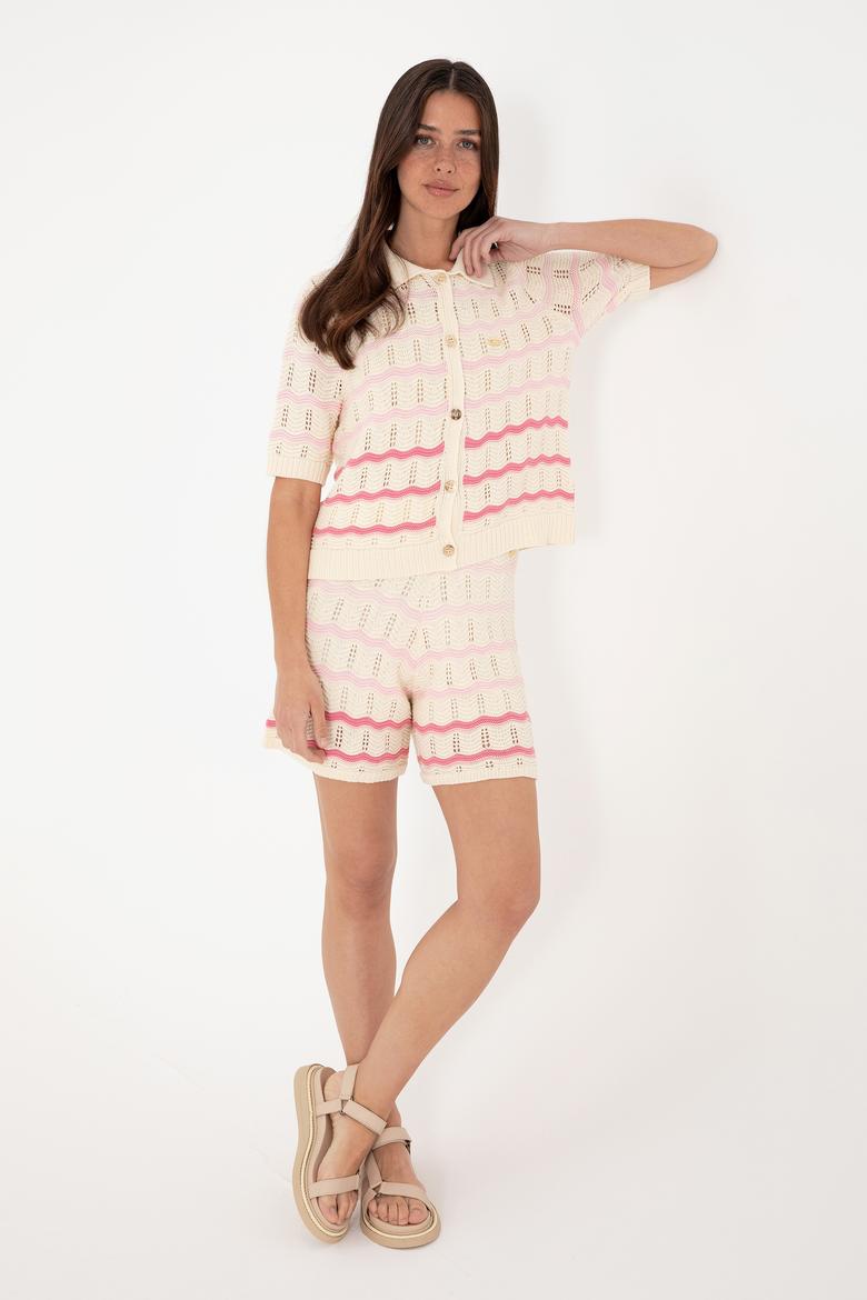 Kadın Krem Triko Şort