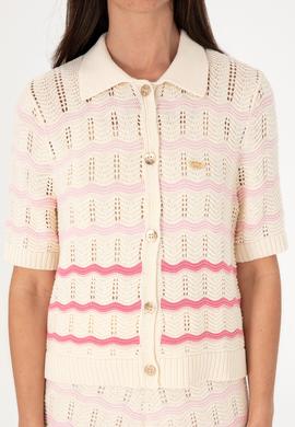 Kadın Krem Triko Polo Yaka Hırka - 50299328007