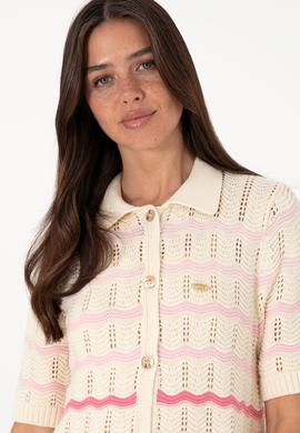 Kadın Krem Triko Polo Yaka Hırka - 50299328007