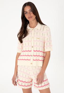 Kadın Krem Triko Polo Yaka Hırka - 50299328007