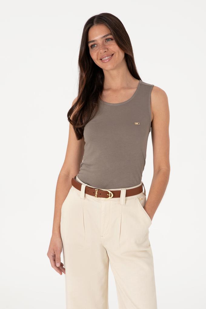 Kadın Vizon Kolsuz Bisiklet Yaka Tişört