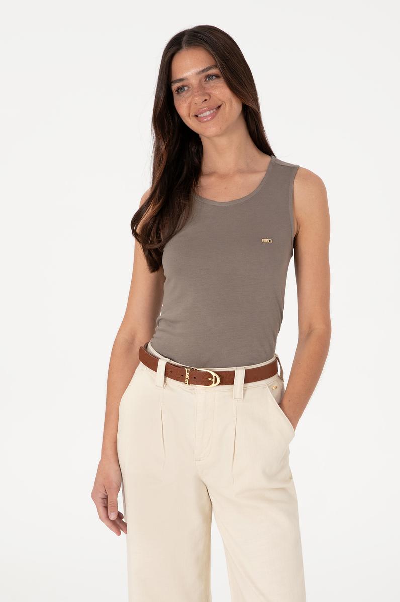 Kadın Vizon Kolsuz Bisiklet Yaka Tişört