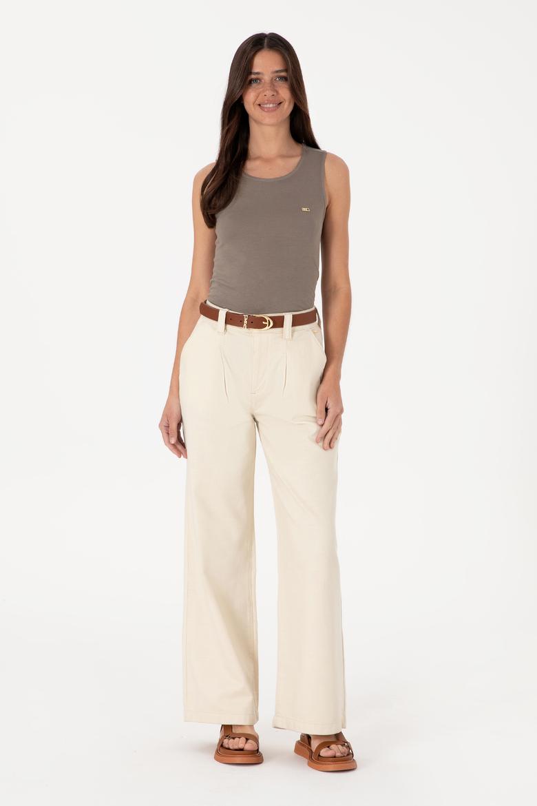 Kadın Vizon Kolsuz Bisiklet Yaka Tişört - 50305819053