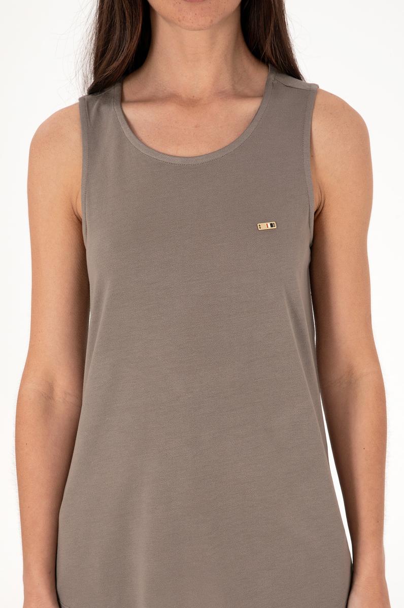 Kadın Vizon Kolsuz Bisiklet Yaka Tişört