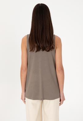 Kadın Vizon Kolsuz Bisiklet Yaka Tişört - 50305819053