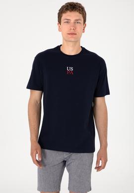 Erkek Comfort Fit Bisiklet Yaka Lacivert Tişört - 50306450019