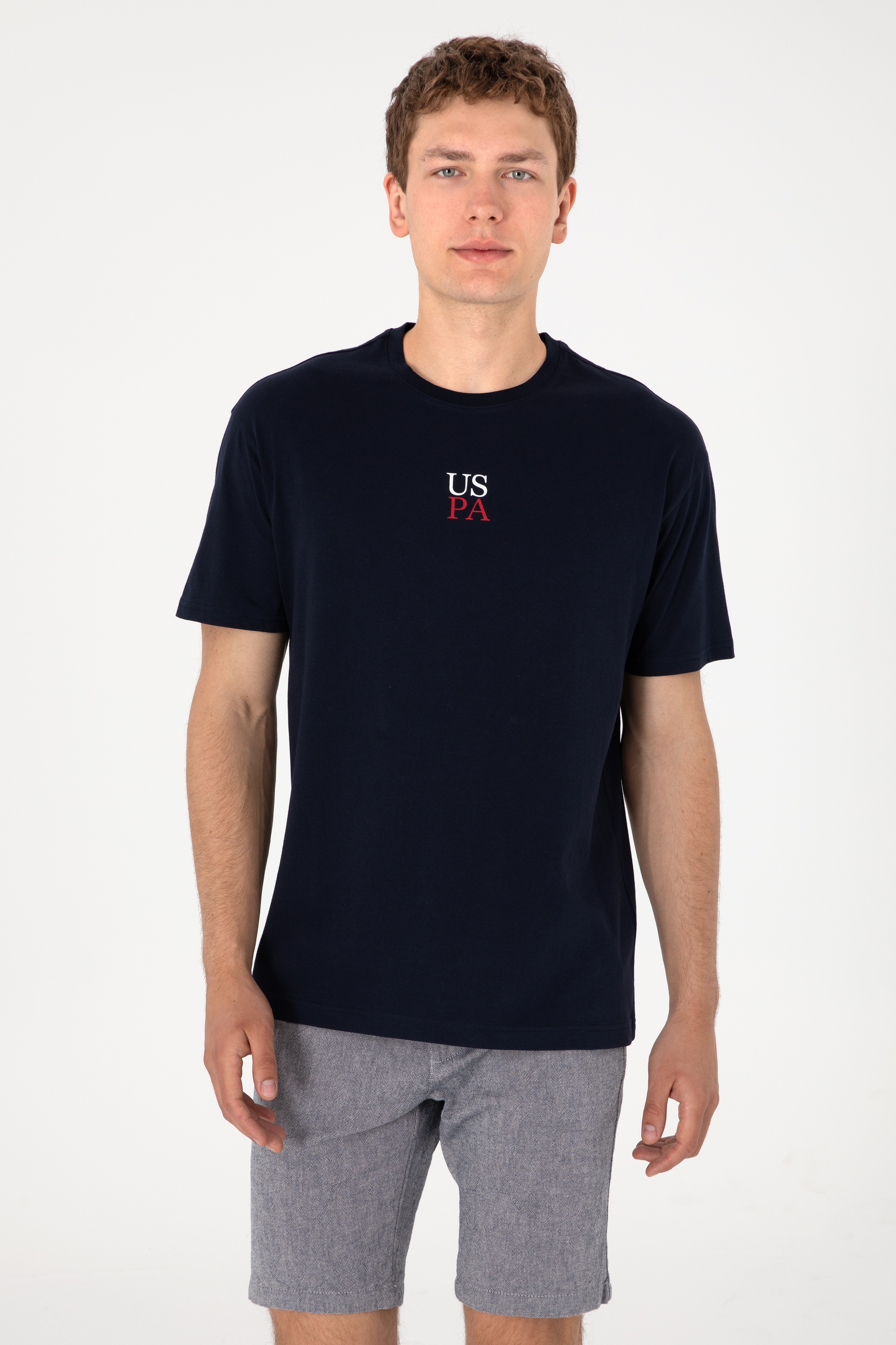 Erkek Comfort Fit Bisiklet Yaka Lacivert Tişört - Image 3