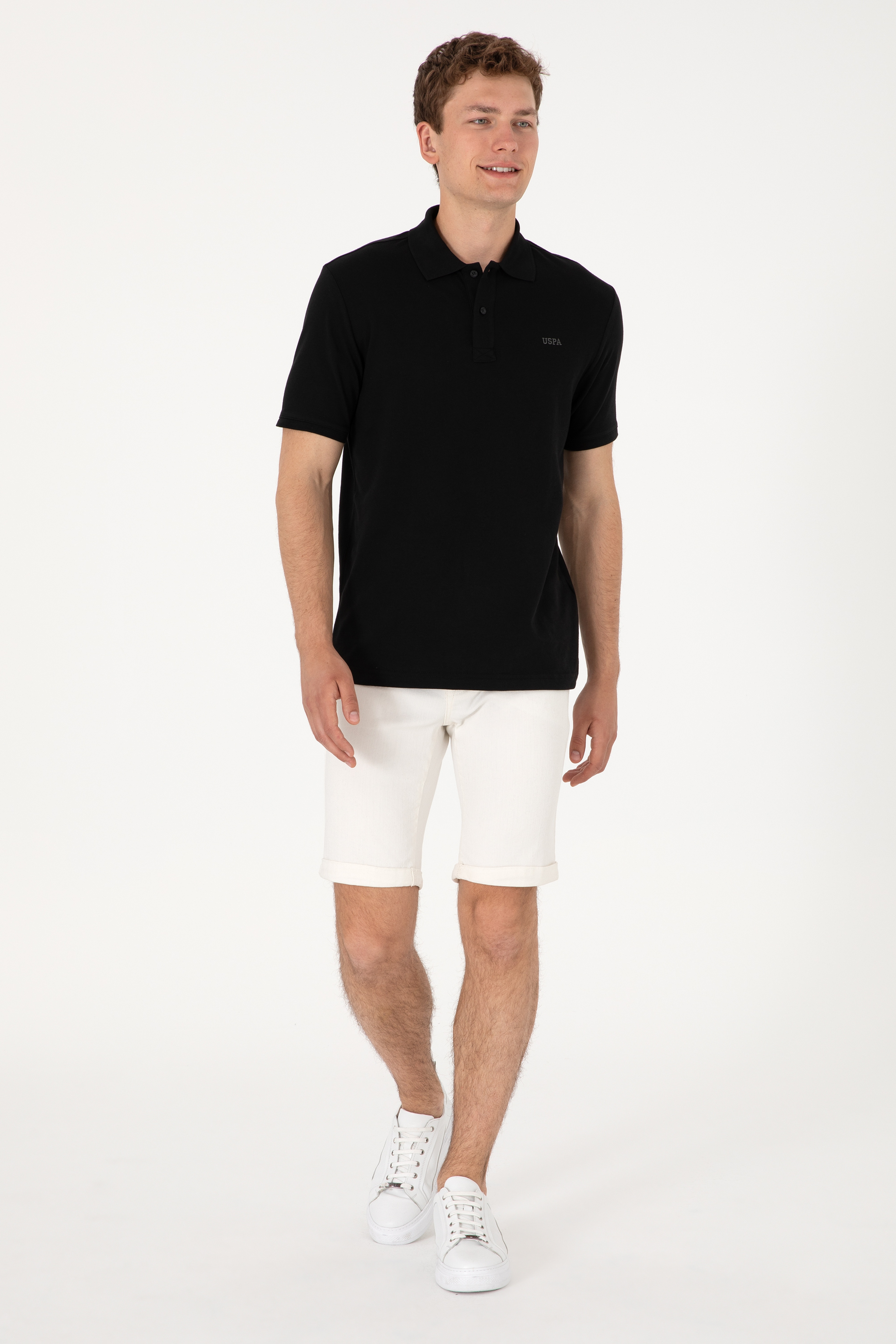 Erkek Regular Fit Polo Yaka Siyah Basic Tişört - Image 6