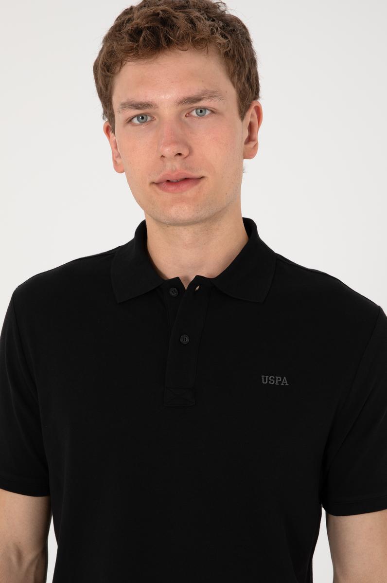 Erkek Regular Fit Polo Yaka Siyah Basic Tişört