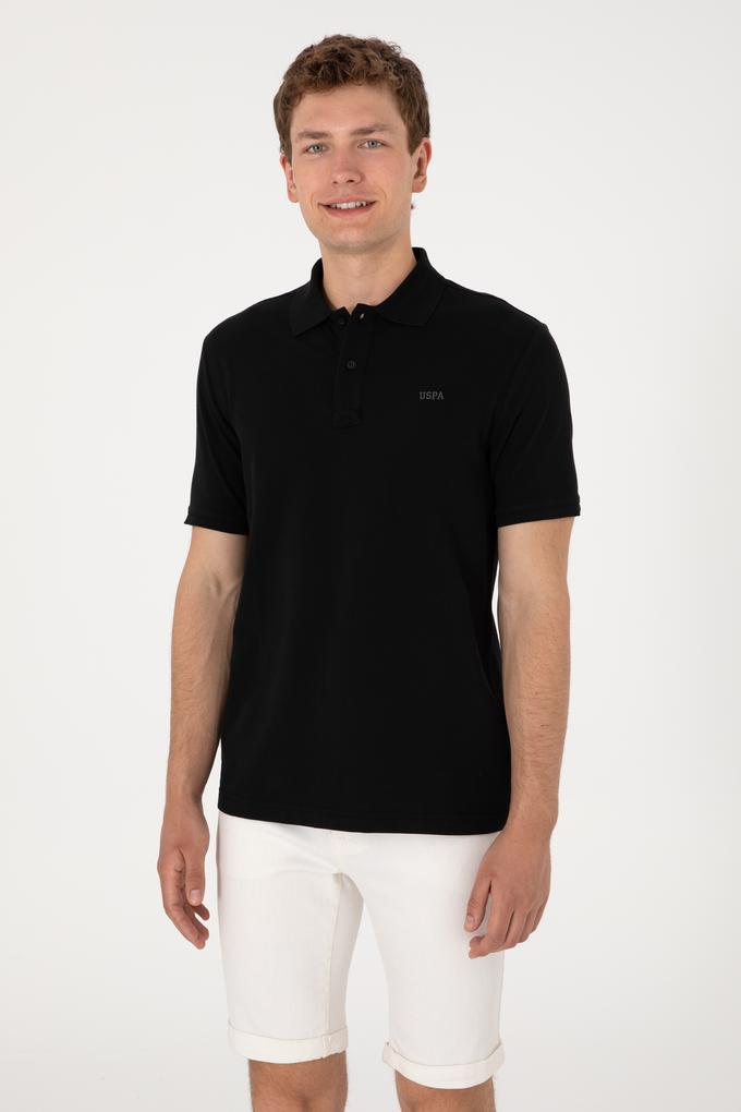 Erkek Regular Fit Polo Yaka Siyah Basic Tişört