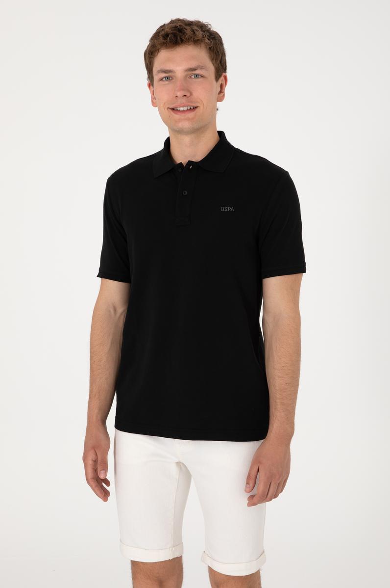Erkek Regular Fit Polo Yaka Siyah Basic Tişört