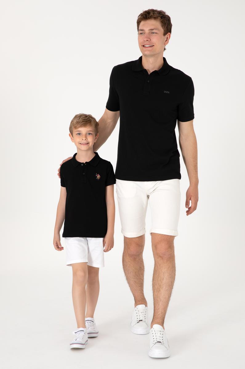 Erkek Regular Fit Polo Yaka Siyah Basic Tişört