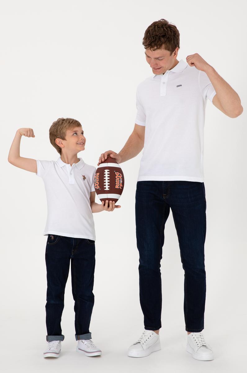 Erkek Çocuk Beyaz Basic Polo Yaka Tişört