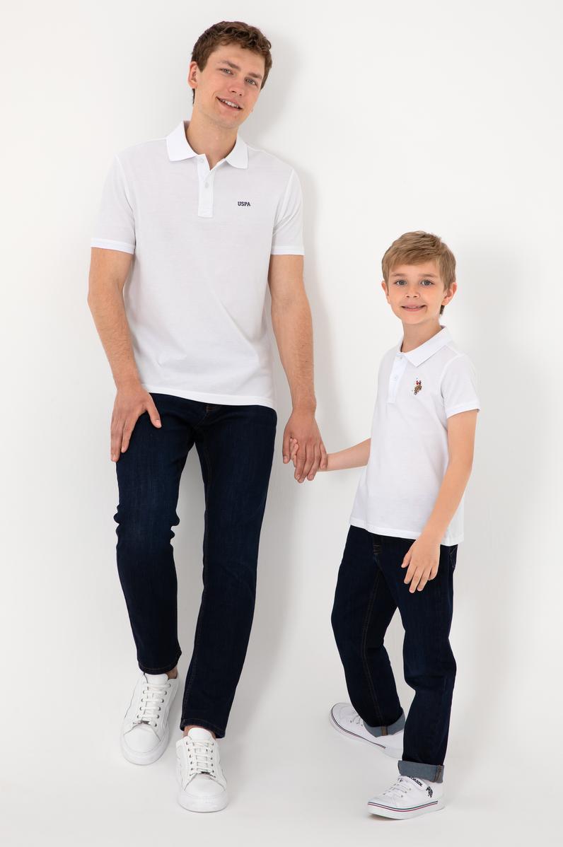 Erkek Çocuk Beyaz Basic Polo Yaka Tişört