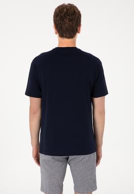 Erkek Comfort Fit Bisiklet Yaka Lacivert Tişört - 50306450019