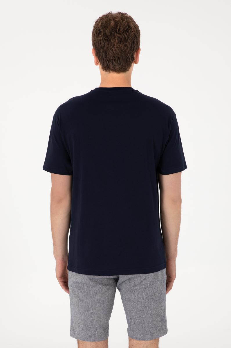 Erkek Comfort Fit Bisiklet Yaka Lacivert Tişört