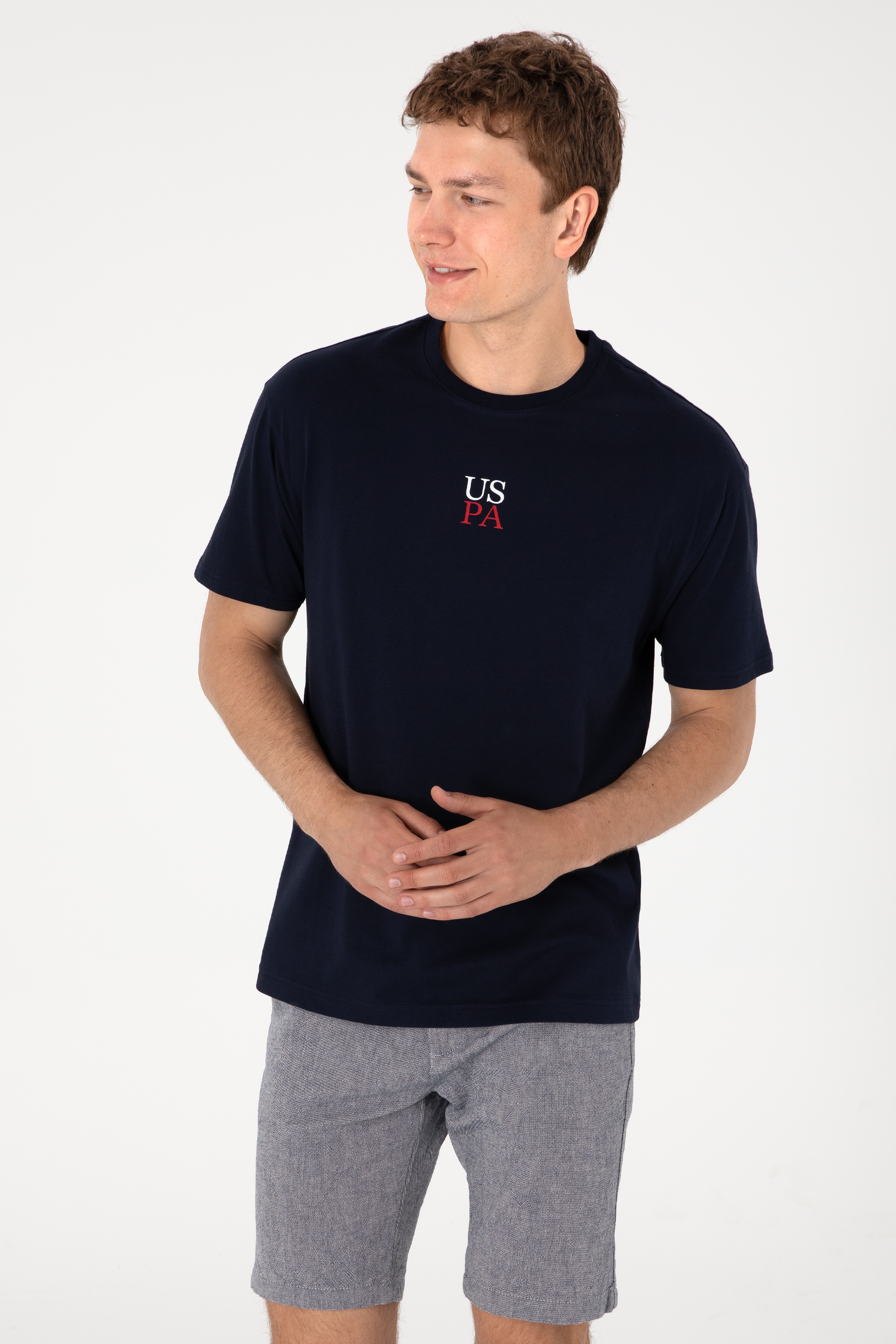 Erkek Comfort Fit Bisiklet Yaka Lacivert Tişört