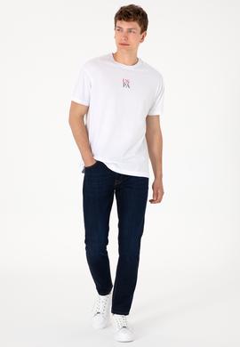 Erkek Comfort Fit Bisiklet Yaka Beyaz Tişört - 50306450030