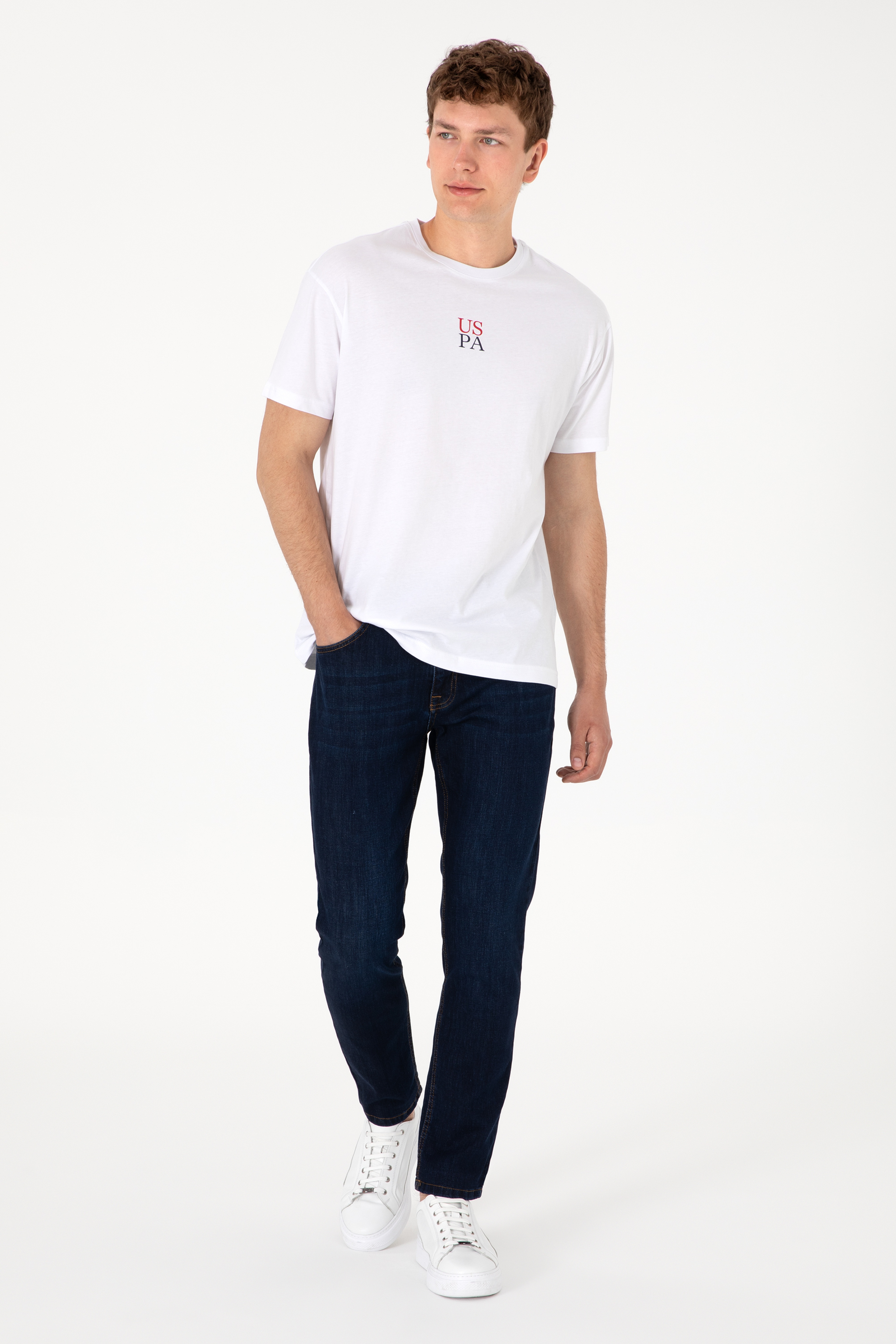 Erkek Comfort Fit Bisiklet Yaka Beyaz Tişört - Image 6
