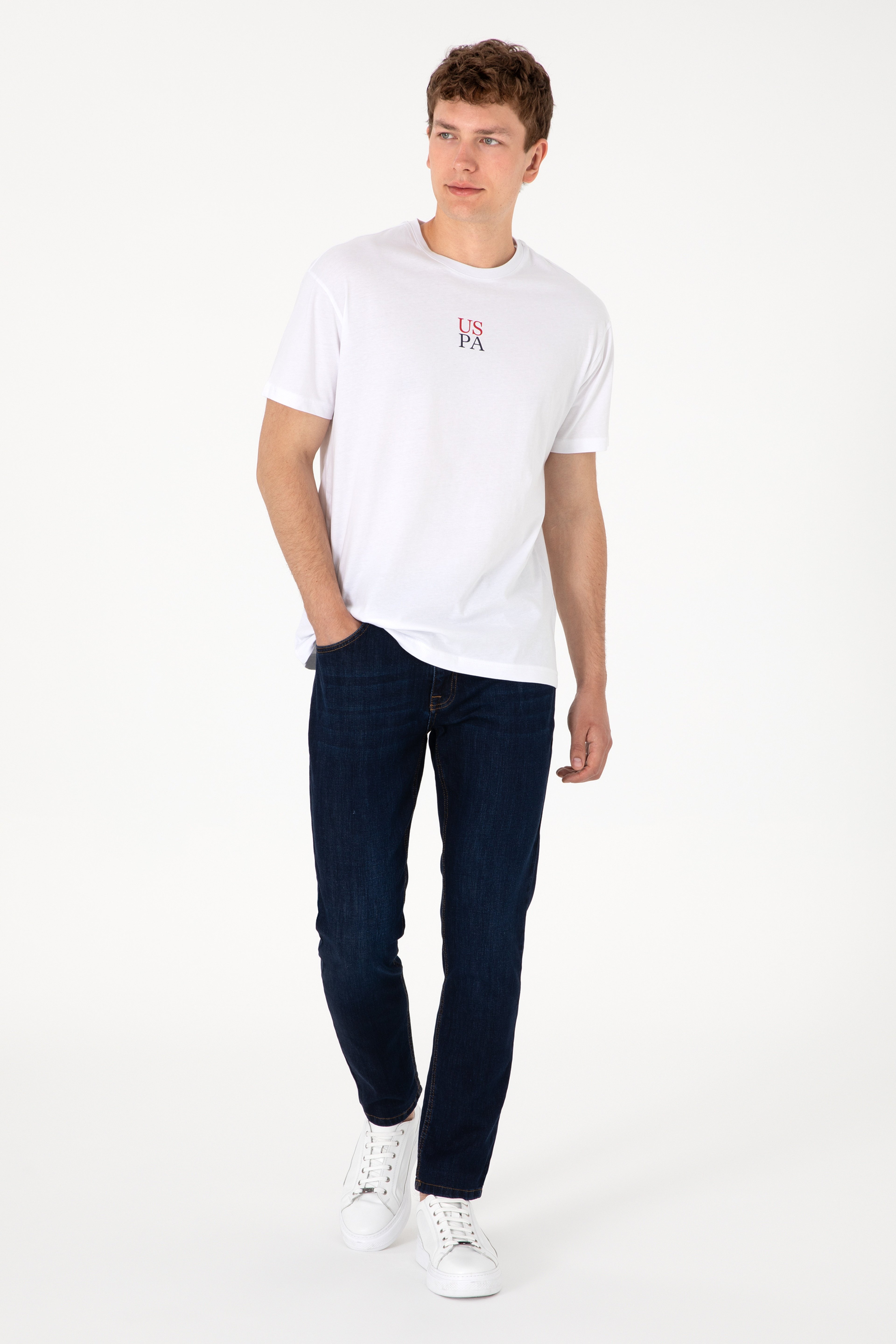 Erkek Comfort Fit Bisiklet Yaka Beyaz Tişört
