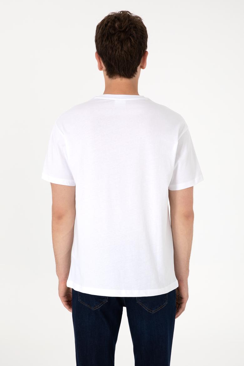 Erkek Comfort Fit Bisiklet Yaka Beyaz Tişört - 50306450030