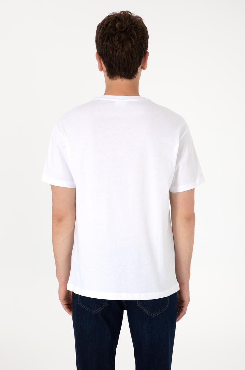 Erkek Comfort Fit Bisiklet Yaka Beyaz Tişört